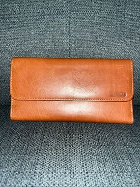 Coach Leather Flap Wallet in Cognac